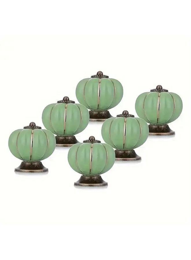 12Pcs Retro Green Pumpkin Ceramic Cabinet Drawer Handles Modern Minimalist Home Wardrobe - Image 4